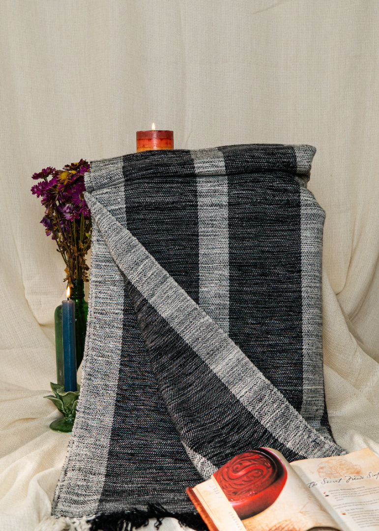 Hand-loomed dual-weave Himalayan sheep wool fabric

